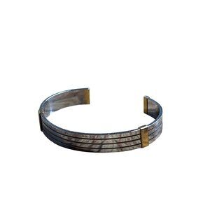 Vintage Silvertone Goldtone Cuff Bracelet 6.75 inches